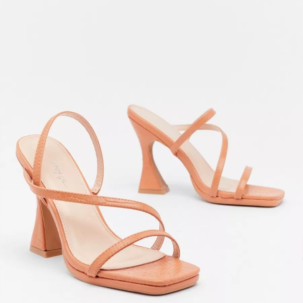 Asymmetric Faux Leather Stiletto Heels